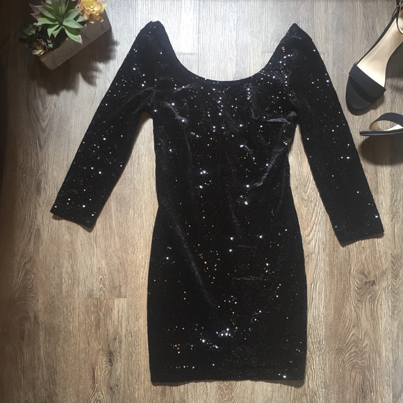 Nordstrom Brand Mimi Chica Black Sequin Dress Sz S - Picture 2 of 6